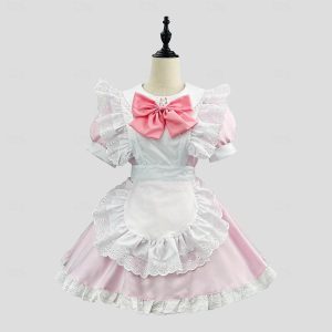 Anime Cosplay |   Inspired by Cosplay Maid Costume Anime Cosplay Costumes Japanese Carnival Cosplay Suits Dresses Short Sleeve Costume For Women’s Girls’ Pink Anime Cosplay Anime Cosplay