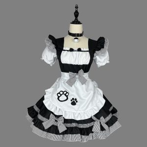 Anime Cosplay |   Inspired by Cosplay Maid Costume Anime Cosplay Costumes Japanese Carnival Cosplay Suits Dresses Short Sleeve Neckwear Costume For Women’s Girls’ Black Anime Cosplay Anime Cosplay