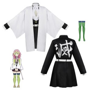 Anime Cosplay |   Inspired by Demon Slayer: Kimetsu no Yaiba Kanroji Mitsuri Anime Cosplay Costumes Japanese Cosplay Suits Outfits Shirt Skirt Belt For Women’s White Anime Cosplay Anime Cosplay