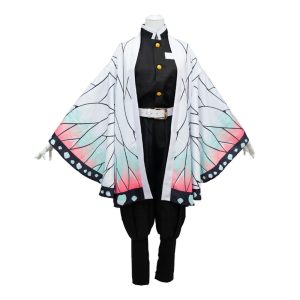 Anime Cosplay |   Inspired by Demon Slayer: Kimetsu no Yaiba Kochou Shinobu Anime Cosplay Costumes Japanese Cosplay Suits Cosplay Wigs Outfits Top Pants Belt For Women’s / More Accessories / Kimono Coat / Teen White Anime Cosplay Anime Cosplay