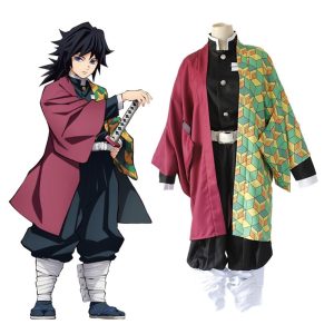 Anime Cosplay |   Inspired by Demon Slayer: Kimetsu no Yaiba Tomioka Giyuu Anime Cosplay Costumes Japanese Cosplay Suits Accessories Cosplay Accessories Top Pants Cloak For Men’s Women’s Boys / Girls’ / Kneepad Black Anime Cosplay Anime Cosplay