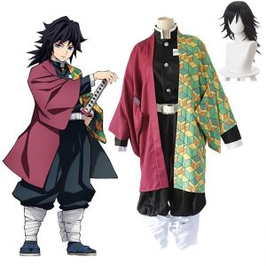 Anime Cosplay |   Inspired by Demon Slayer: Kimetsu no Yaiba Tomioka Giyuu Anime Cosplay Costumes Japanese Cosplay Suits Accessories Cosplay Accessories Top Pants Cloak  With Wig Black Anime Cosplay Anime Cosplay