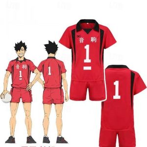 Anime Cosplay |   Inspired by Haikyuu Kozume Kenma Anime Cosplay Costumes Japanese Carnival Cosplay Suits Short Sleeve Shorts T-shirt For Men’s Women’s Red Anime Cosplay Anime Cosplay