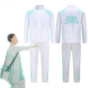 Anime Cosplay |   Inspired by Haikyuu Oikawa Tooru Anime Cosplay Costumes Japanese Carnival Cosplay Suits Long Sleeve Coat Pants For Men’s Women’s Ivory Anime Cosplay Anime Cosplay