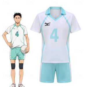 Anime Cosplay |   Inspired by Haikyuu Oikawa Tooru Anime Cosplay Costumes Japanese Carnival Cosplay Suits Short Sleeve Shorts T-shirt For Men’s Women’s White Anime Cosplay Anime Cosplay