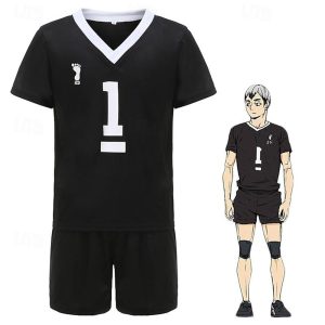 Anime Cosplay |   Inspired by Haikyuu Rintaro Suna Anime Cosplay Costumes Japanese Carnival Cosplay Suits Short Sleeve Shorts T-shirt For Men’s Women’s Blue | Black Anime Cosplay Anime Cosplay