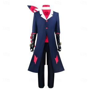 Anime Cosplay |   Inspired by Hazbin Hotel Alastor Anime Cosplay Costumes Japanese Halloween Cosplay Suits Long Sleeve Coat Top Pants For Men’s Blue Anime Cosplay Anime Cosplay