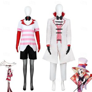 Anime Cosplay |   Inspired by Hazbin Hotel Angel dust Anime Cosplay Costumes Japanese Carnival Cosplay Suits Accessories Outfits Long Sleeve Coat Vest Pants For Men’s Women’s Red Anime Cosplay Anime Cosplay