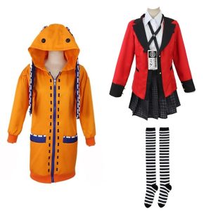 Anime Cosplay |   Inspired by Kakegurui / Compulsive Gambler Yomoduki Runa Anime Cosplay Costumes Japanese Cosplay Suits Coat Blouse Top For Women’s / Skirt / Socks / Necklace / Bow Tie / Skirt Yellow Cosplay & Costumes Anime Cosplay