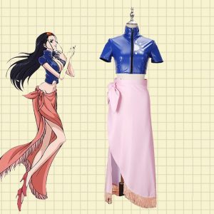 Anime Cosplay |   Inspired by One Piece Film: Red Nico Robin Anime Cosplay Costumes Japanese Halloween Cosplay Suits Top Skirt For Women’s Blue Anime Cosplay Anime Cosplay