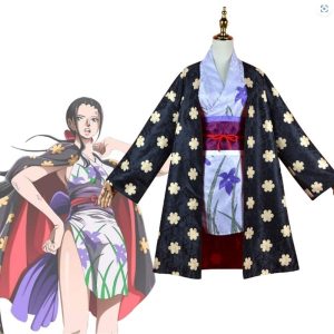 Anime Cosplay |   Inspired by One Piece Film: Red Nico Robin Anime Cosplay Costumes Japanese Kimono Long Sleeve Kimono Coat For Women’s Black Anime Cosplay Anime Cosplay