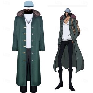 Anime Cosplay |   Inspired by One Piece Kuzan Anime Cosplay Costumes Japanese Halloween Cosplay Suits Long Sleeve Costume For Men’s Green Anime Cosplay Anime Cosplay