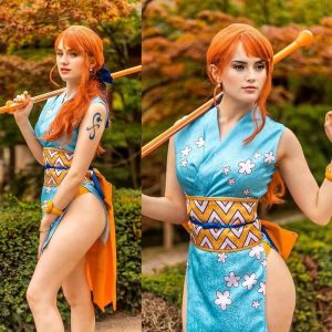 Anime Cosplay |   Inspired by One Piece Nami Anime Cosplay Costumes Japanese Cosplay Suits Costume For Women’s Cyan Anime Cosplay Anime Cosplay