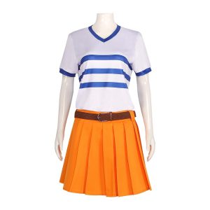 Anime Cosplay |   Inspired by One Piece Nami Anime Cosplay Costumes Japanese Halloween Cosplay Suits Skirt T-shirt Waist Belt For Women’s Orange Anime Cosplay Anime Cosplay