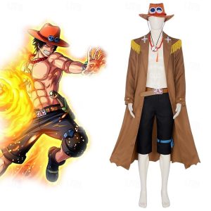 Anime Cosplay |   Inspired by One Piece Portgas·D· Ace Anime Cosplay Costumes Japanese Halloween Cosplay Suits Long Sleeve Costume For Men’s khaki Anime Cosplay Anime Cosplay