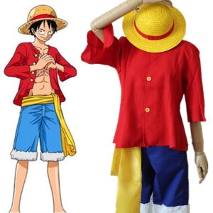 Anime Cosplay |   Inspired by One Piece·Two Years After Version Monkey D. Luffy Anime Cosplay Costumes Japanese Halloween Cosplay Suits Half Sleeve Top Pants Belt For Men’s Red Anime Cosplay Anime Cosplay