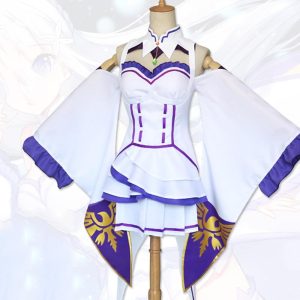 Anime Cosplay |   Inspired by Re:Zero Starting Life in Another World kara hajimeru isekai seikatsu Cosplay Anime Cosplay Costumes Japanese Cosplay Suits Dress Socks Headwear For Women’s White Anime Cosplay Anime Cosplay