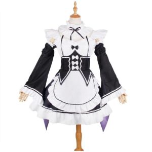 Anime Cosplay |   Inspired by Re:Zero Starting Life in Another World kara hajimeru isekai seikatsu Princess Maid Costume Rem Anime Cosplay Costumes Japanese Cosplay Suits Lace Long Sleeve Cravat Dress Sleeves For Black Anime Cosplay Anime Cosplay