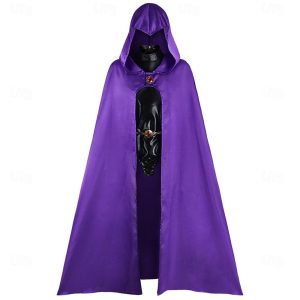 Anime Cosplay |   Inspired by Teen Titans Raven Anime Cosplay Costumes Japanese Carnival Cosplay Suits Leotard / Onesie Belt Cloak For Women’s Purple Anime Cosplay Anime Cosplay