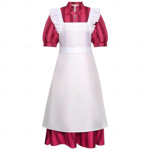 Anime Cosplay |   Inspired by The Boy and the Heron Maid Costume Anime Cosplay Costumes Japanese Halloween Cosplay Suits Dresses Short Sleeve Dress Costume For Women’s Red Anime Cosplay Anime Cosplay