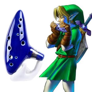 Anime Cosplay |   Legend of Zelda Ocarina Musical Instrument  12 Hole Alto C Link Cosplay Accessories with Textbook Display Stand and Protective Bag Blue Anime Cosplay Anime Cosplay