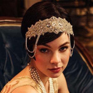 Costumes Jewelry |   1920s Flapper Headpiece Roaring 20s Headband Great Gatsby Headband Chain for Women Vintage Hair Accessory White Silver Wedding Party White Cosplay & Costumes Costumes Jewelry