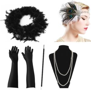 Costumes Jewelry |   1920s The Great Gatsby Costume Accessory Sets Flapper Headband Accessories Set Head Jewelry Pearl Necklace The Great Gatsby Charleston Women’s Tassel Fringe Solid Color Tassel Gloves Green Cosplay & Costumes Costumes Jewelry