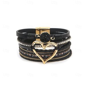 Costumes Jewelry |   Bracelet Lolita Jewelry Retro Vintage Bohemian Boho PU Leather For Cosplay Men’s Women’s Costume Jewelry Fashion Jewelry Black(YL10-05) Cosplay & Costumes Black(YL10-05)