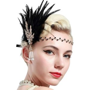 Costumes Jewelry |   Charleston Vintage Roaring 20s 1920s The Great Gatsby All Seasons Flapper Headband Women’s Adults’ Feather Costume Vintage Cosplay Party / Evening Masquerade Cocktail Party Headpiece Christmas Red & White Cosplay & Costumes Costumes Jewelry