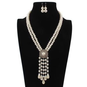 Costumes Jewelry |   Earrings Pearl Necklace Necklace Earrings Retro Vintage 1920s Alloy For The Great Gatsby Cosplay Women’s Costume Jewelry Fashion Jewelry White Cosplay & Costumes Costumes Jewelry