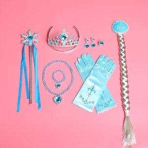 Costumes Jewelry |   Elsa Gloves Necklace Masquerade Girls’ Movie Cosplay A-Line Slip Cosplay Halloween Hair Jewelry Gloves Crown Carnival Masquerade Alloy / Earrings / Wand / Bracelets World Book Day Costumes Blue Cosplay & Costumes Blue