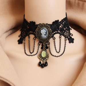 Costumes Jewelry |   Goth Girl Necklace Accessories Women’s Retro Vintage Punk & Gothic Halloween Carnival Masquerade Easy Halloween Costumes Black Cosplay & Costumes Black