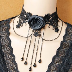 Costumes Jewelry |   Goth Girl Necklace Accessories Women’s Retro Vintage Punk & Gothic Steampunk Halloween Carnival Masquerade Easy Halloween Costumes Black Cosplay & Costumes Black