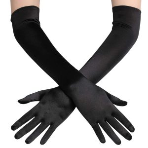 Costumes Jewelry |   Long Opera Party 20s Satin Gloves Stretchy Adult Size Elbow Length Retro Vintage 1950s 1920s Long Gloves The Great Gatsby Women’s Wedding Party Evening Prom Gloves Black Cosplay & Costumes Black