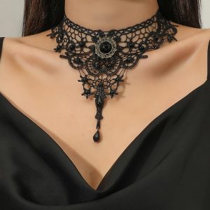 Costumes Jewelry |   Necklace Lace Choker Necklace Sexy Punk & Gothic Alloy For Disco Cosplay Carnival Women’s Costume Jewelry Fashion Jewelry Black Cosplay & Costumes Black