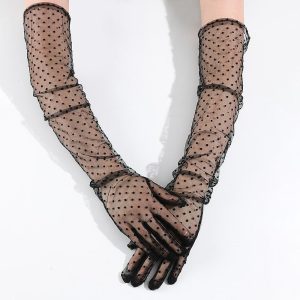 Costumes Jewelry |   Opera Gloves Long Gloves Evening Gloves Long Gloves Retro Vintage Roaring 20s 1920s Lace For Disco Cosplay Carnival Women’s Costume Jewelry Fashion Jewelry Black Cosplay & Costumes Black