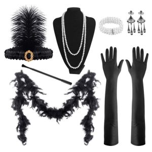 Costumes Jewelry |   Retro Vintage Roaring 20s 1920s The Great Gatsby Headpiece Flapper Headband Accesories Set Accessories Set Head Jewelry Necklace / Earrings The Great Gatsby Charleston Women’s New Year Halloween Black Cosplay & Costumes Black