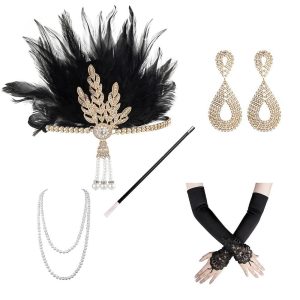 Costumes Jewelry |   Set with Flapper Headband Pearl Earings Long Gloves Cigarette Holders Retro Vintage Roaring 20s 1920s Accesories Set The Great Gatsby Women’s Cosplay Costume Carnival Performance Party Prom A006 Cosplay & Costumes A006