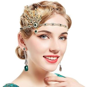 Costumes Jewelry |   Vintage Floral 1920s The Great Gatsby Flapper Headband Head Jewelry Headbands forehead jewelry Charleston Women’s Feather Beads Wedding Ceremony Masquerade Adults’ Golden Cosplay & Costumes Costumes Jewelry