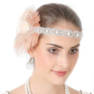 Costumes Jewelry |   Vintage Roaring 20s 1920s Feathers Headband Head Jewelry The Great Gatsby Charleston Women’s Feather Party Prom Wedding Party Headwear Golden Cosplay & Costumes Costumes Jewelry