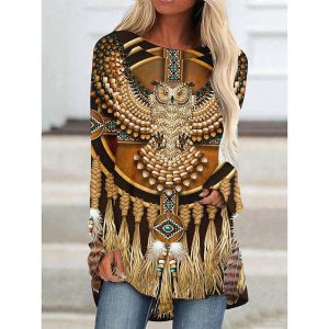 Ethnic & Cultural Costumes |   Ethnic Masquerade T-shirt Women’s Christmas Christmas Carnival Masquerade Adults’ Christmas Vacation Polyester Top Brown Cosplay & Costumes Brown