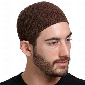 Ethnic & Cultural Costumes |   European And American Spring And Autumn Knitted Hat, Unisex Wavy Jacquard Unisex Dome Warm Beanie Cap, Muslim Pullover Knitted Hat , Ideal Choice For Gifts Brown Cosplay & Costumes Brown