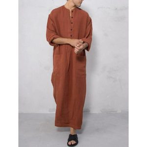 Ethnic & Cultural Costumes |   Men’s Robe Thobe / Jubba Religious Saudi Arabic Arabian Muslim Ramadan Adults Leotard / Onesie Brown Cosplay & Costumes Brown