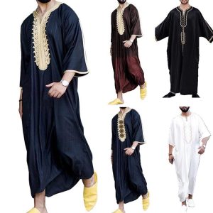 Ethnic & Cultural Costumes |   Men’s Robe Thobe / Jubba Religious Saudi Arabic Arabian Muslim Ramadan Adults Leotard / Onesie Wine Cosplay & Costumes Ethnic & Cultural Costumes