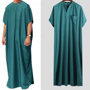 Ethnic & Cultural Costumes |   Men’s Robe Thobe / Jubba Saudi Arabic Arabian Muslim Ramadan Adults’ Blouse Green Cosplay & Costumes Ethnic & Cultural Costumes