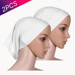 Ethnic & Cultural Costumes |   Set with 2 PCS Women’s Arabian Muslim Hat Cap Hijab Scarfs For Ramadan Religious Adults Headpiece Ramadan Arabian Muslim Islamic White and White Cosplay & Costumes Ethnic & Cultural Costumes