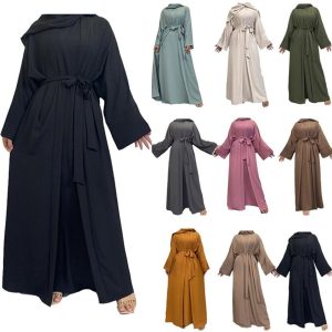 Ethnic & Cultural Costumes |   Women’s 2 Piece Abaya Dress Coat Outfit Arabian Muslim Religious Saudi Arabic Dress Abaya For Ramadan Dailywear Coffee Cosplay & Costumes Coffee