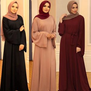 Ethnic & Cultural Costumes |   Women’s Arabian Dress Kaftan Dress Cosplay Abaya Arabian Muslim Ramadan Solid Color Adults Dress Party, Halloween Dark Red Cosplay & Costumes Dark Red