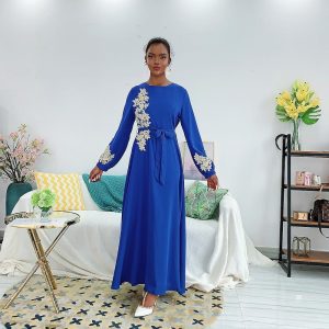 Ethnic & Cultural Costumes |   Women’s Arabian Dress Muslim Dress Abaya Arabian Ramadan Embroidered Adults’ Dress Party, Halloween Blue Cosplay & Costumes Blue