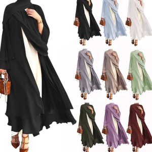 Ethnic & Cultural Costumes |   Women’s Arabian Muslim Robe Coat Dress With Hat Cap Hijab Scarfs 2 Pieces Adults Religious Saudi Arabic Dress Abaya Hijab Khimar For Ramadan Dress Black Cosplay & Costumes Black